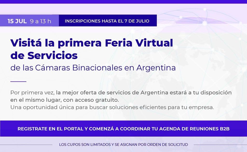 Llega la Primera Feria de Servicios Virtual para empresas organizada por las cámaras binacionales